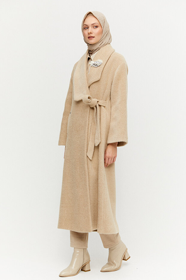 Asimetrik Yaka Oversize Manto - 3