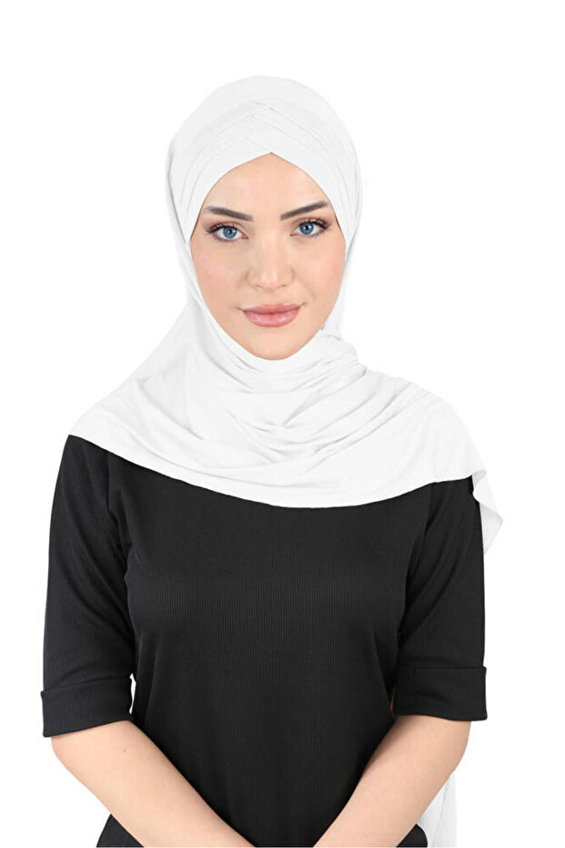 3x Άνετο Σάλι Cross ελαστικό ύφασμα - St 059 Λευκό - 1