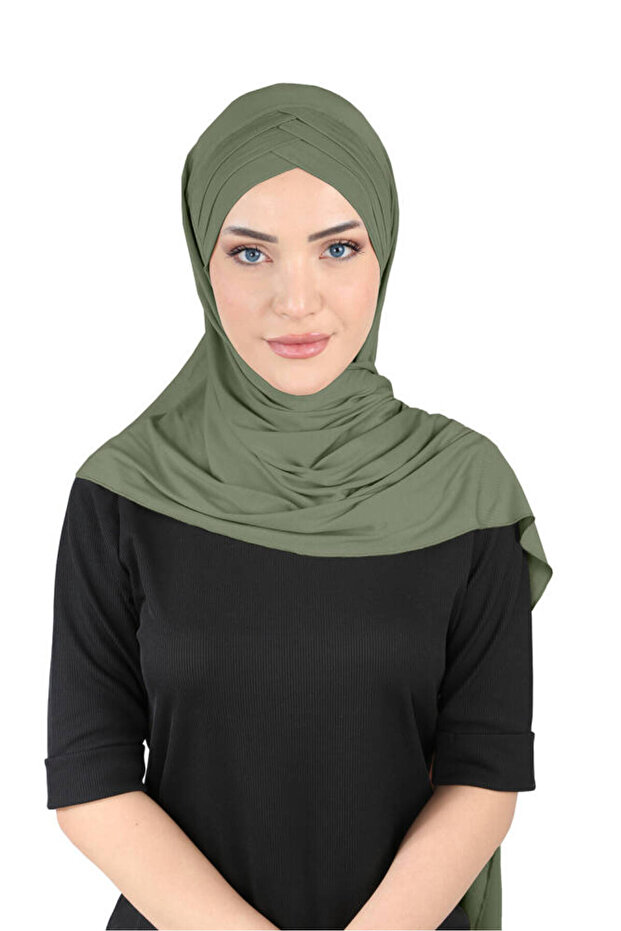 3x Άνετο Σάλι Cross ελαστικό ύφασμα - St 059 Χακί - 1