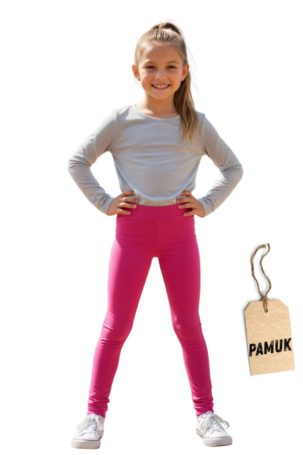 Girls' Leggings - Fuchsia Cotton Lycra Seasonal Long Children's Leggings