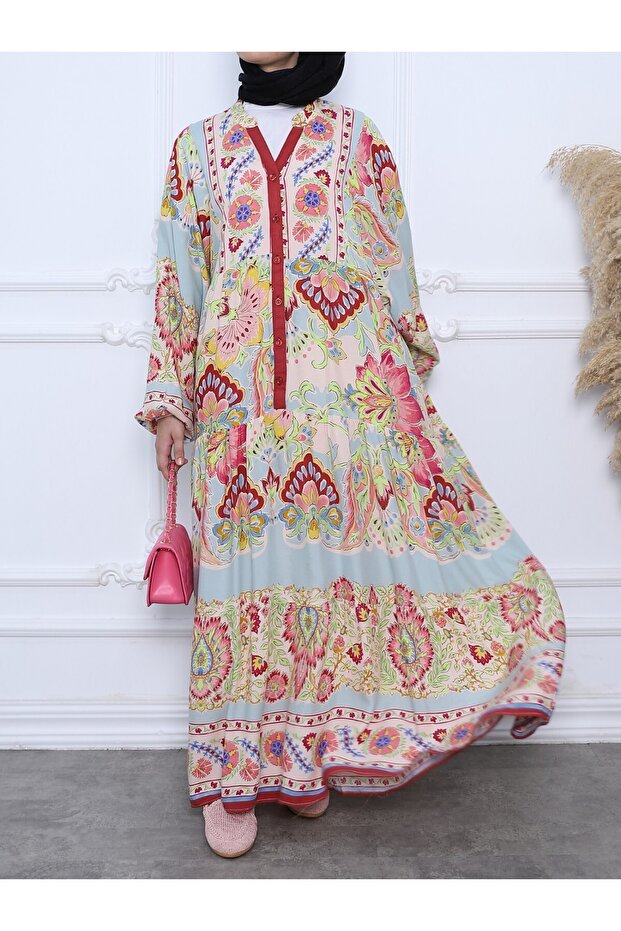 Piece Fabric Water Pattern Patch Dress -Pink