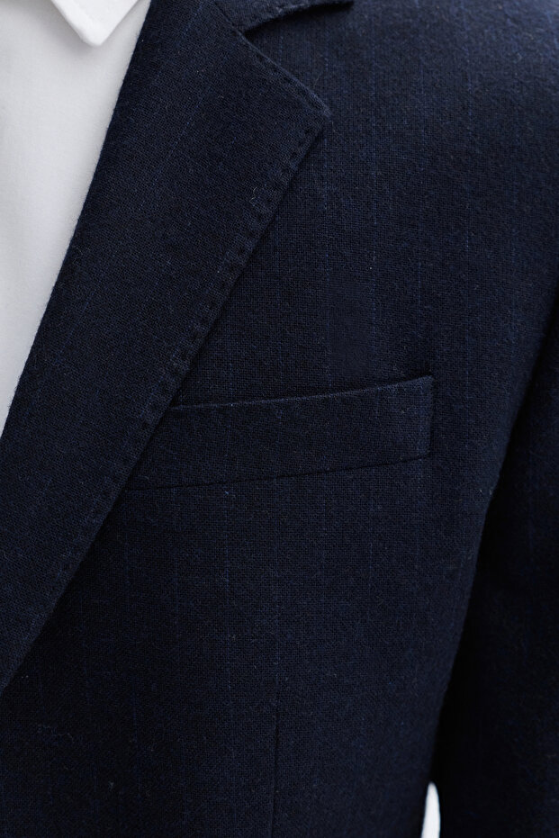 سترة بليزر مخططة من مزيج الصوف - 5