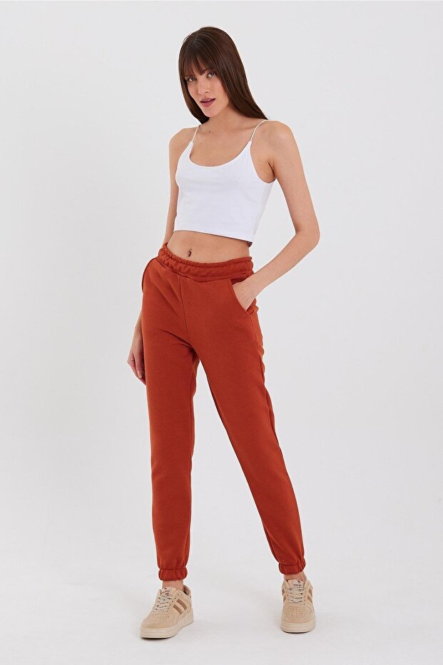 Women's Three Thread Knitted Sweatpants with Elastic Waist and Leg Jogger
