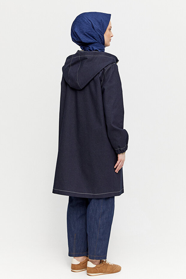 Fermuarlı Denim Kap - 7