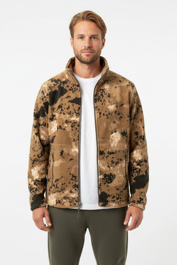 Men's Brooks Relaxed Fit Zip-Up Thick Fleece Jacket Camouflage