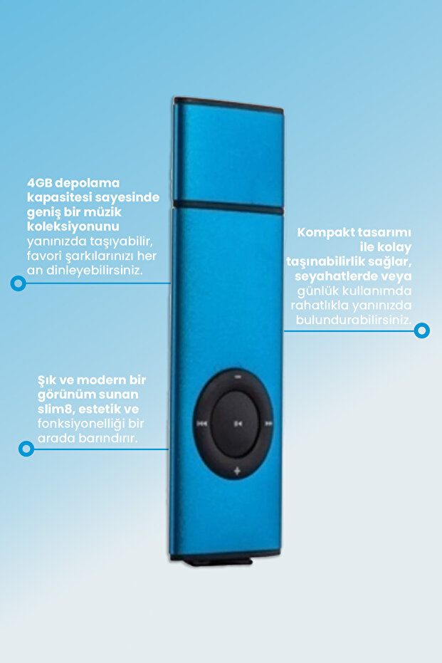 SliM8-MP3 MAVİ Digital Player - 2