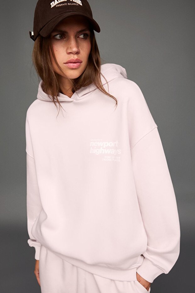 Baskılı kapüşonlu sweatshirt - 1