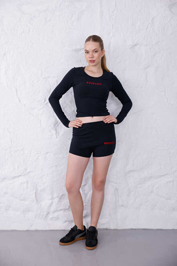 Women's Black T-Shirt Shorts Set | Msc054