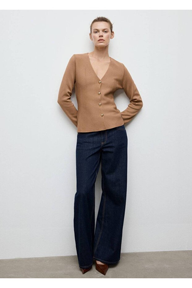 Düğmeli dar kesim triko ceket - 2