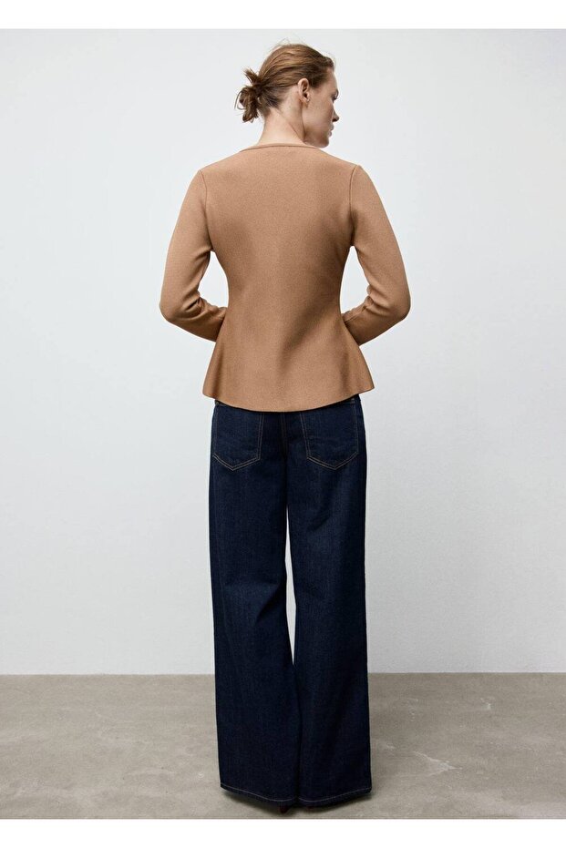 Düğmeli dar kesim triko ceket - 4