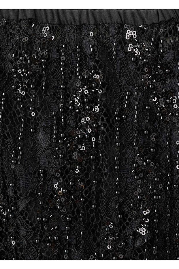 Boncuklu dantel etek - 5