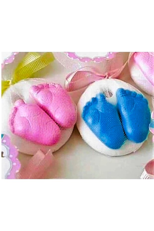 1 Base, 2 Feet Baby Feet in One Mold, Baby Silicone Mold K-247, Scented Stone Soap Plaster Candle Mold