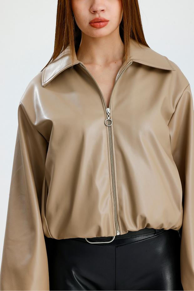 Deri Bomber Ceket - 5