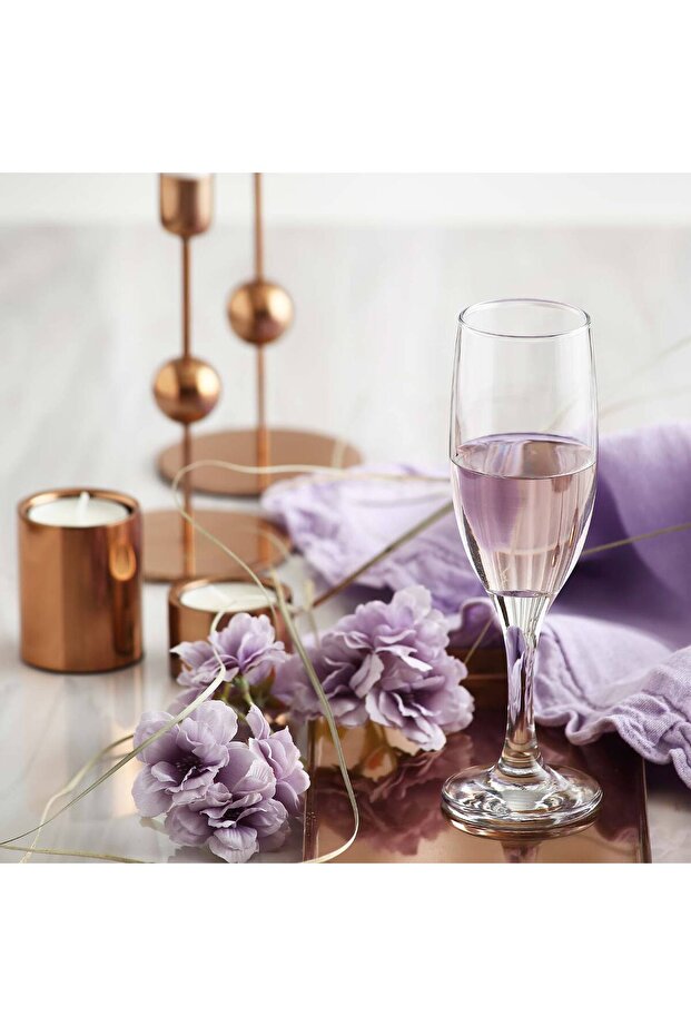 Misket Cam Şampanya Kadehi 6'lı 190 ml Ayaklı (Kahve Yanı Su/Kokteyl Bardağı) - 1