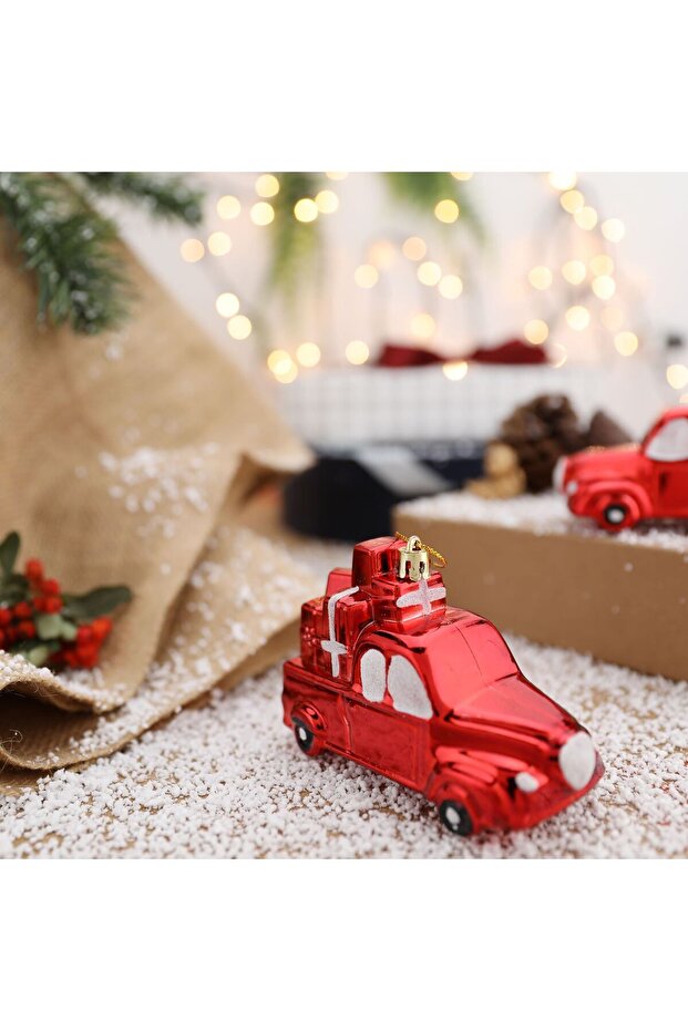 2 Pieces Car Shaped Pine Tree Ornament, Christmas Christmas Tree Decoration