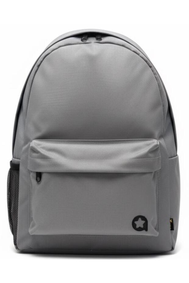 حقيبة ظهر ذات حجرتين باللون الرمادي - 1