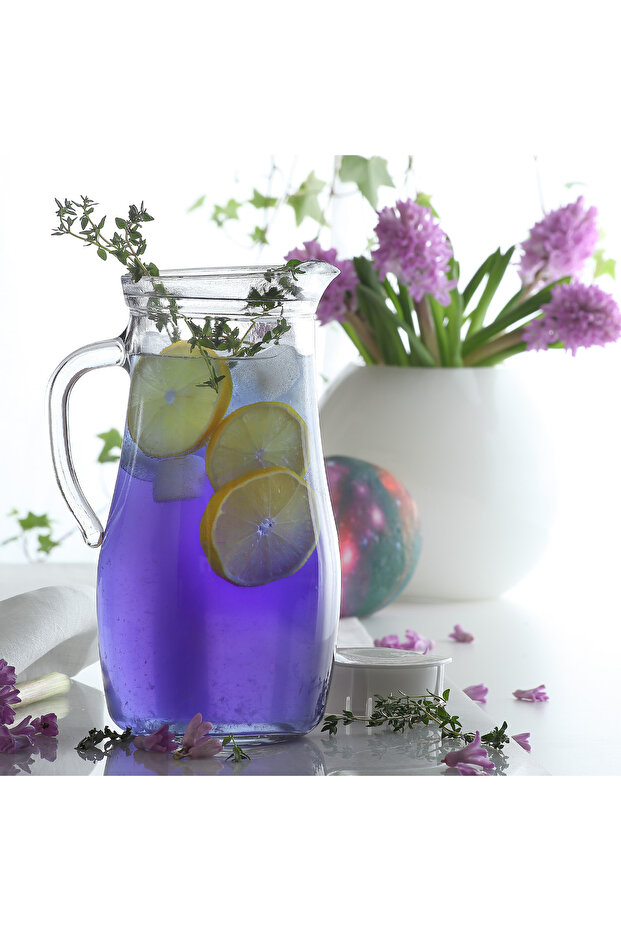 Misket Cam Sürahi Tekli 1,8 L Kulplu Beyaz Plastik Kapaklı - 3