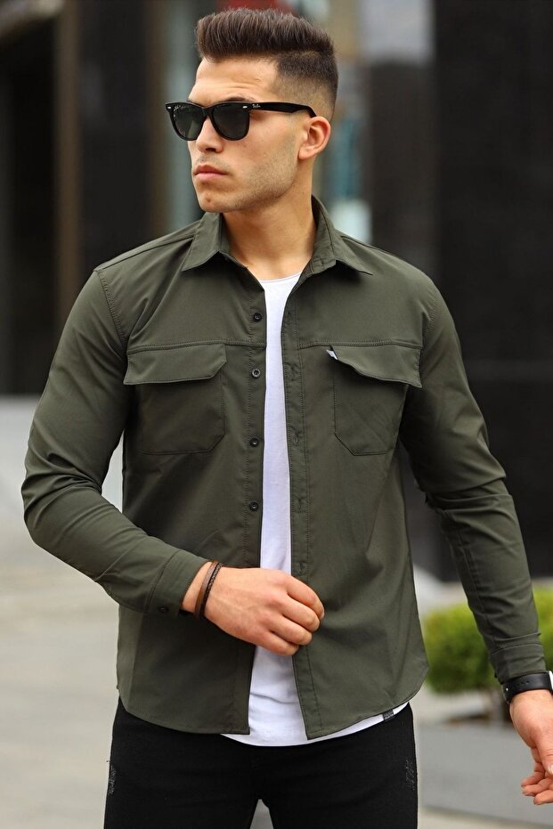 Bequemes Herrenhemd aus Fallschirmstoff - 6