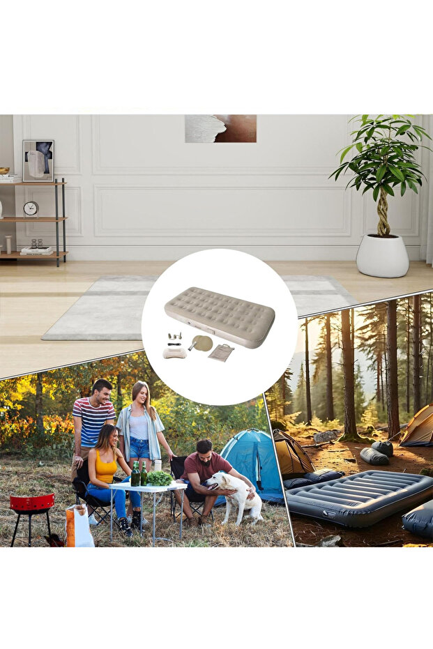 Single Height Inflatable Mattress with Built-In Pump, One-Touch Auto Inflate/Deflate - 6