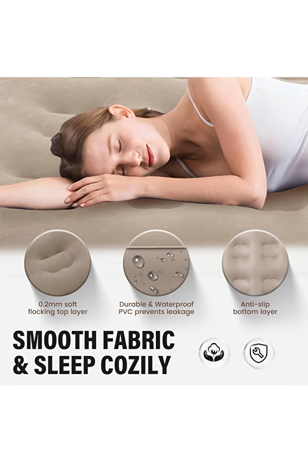 Single Height Inflatable Mattress with Built-In Pump, One-Touch Auto Inflate/Deflate - 5