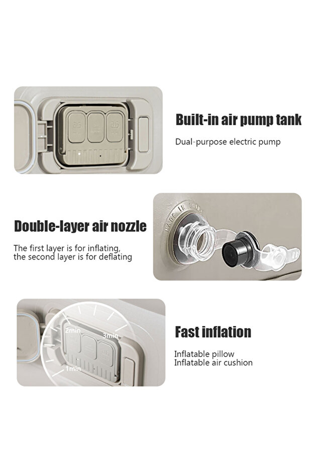 Single Height Inflatable Mattress with Built-In Pump, One-Touch Auto Inflate/Deflate - 2