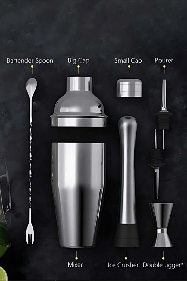 6 Parça Kokteyl Seti (750 ml) Avantajlı Paket, Paslanmaz Çelik Shaker - 5