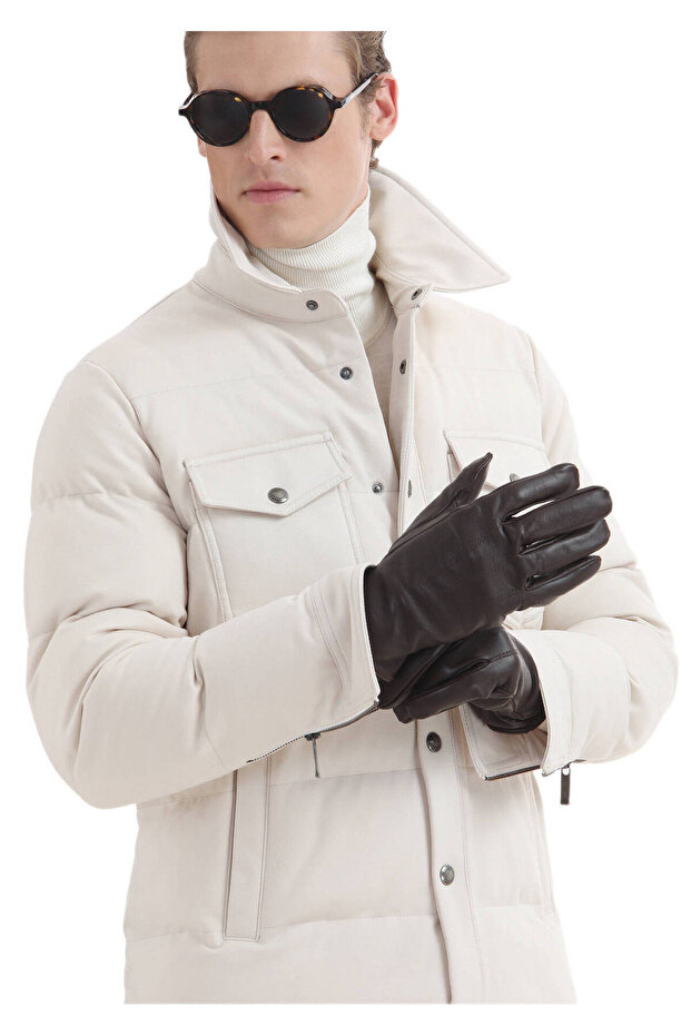 Ekru Regular Fit Örme Micro Jel Elyaflı Spor Ceket - 7