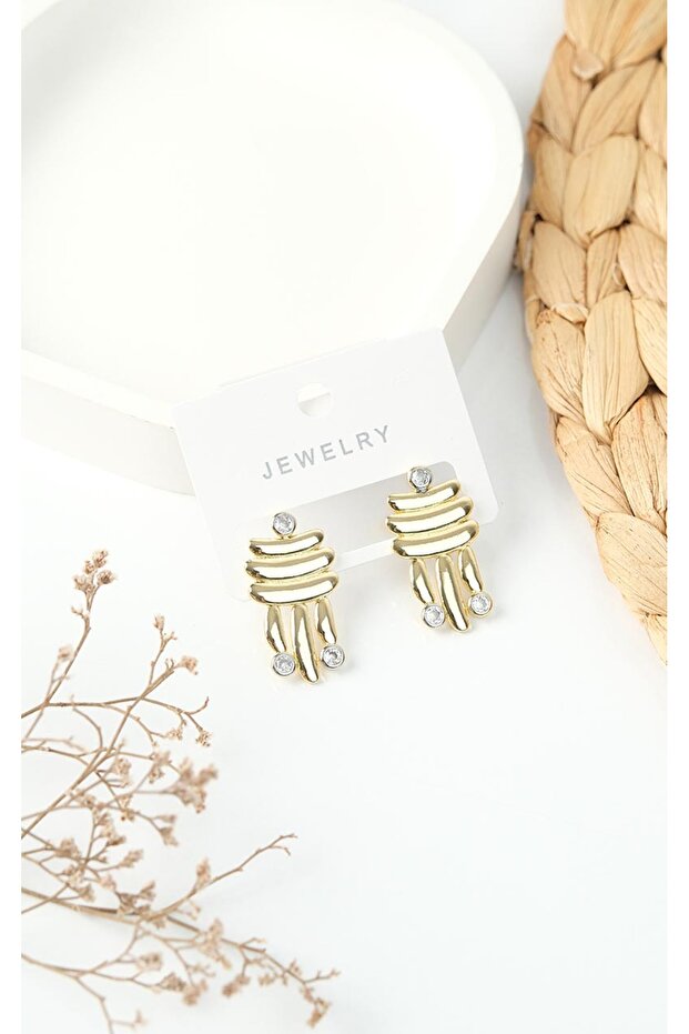 Women's Yellow Steel Earrings - Modern Dangle Design Earrings