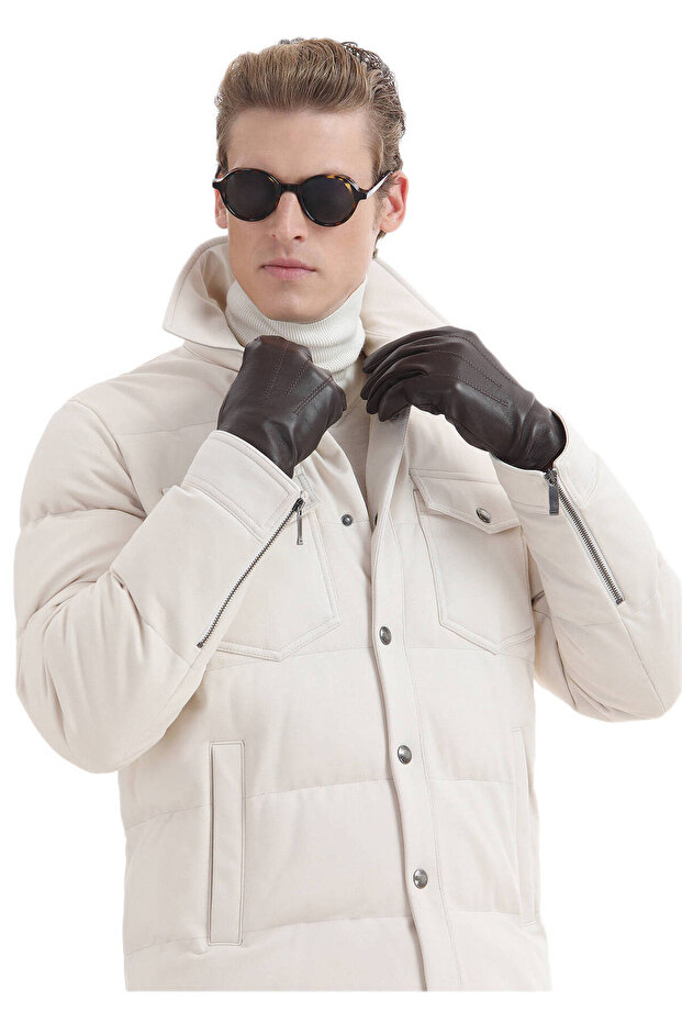 Ekru Regular Fit Örme Micro Jel Elyaflı Spor Ceket - 6