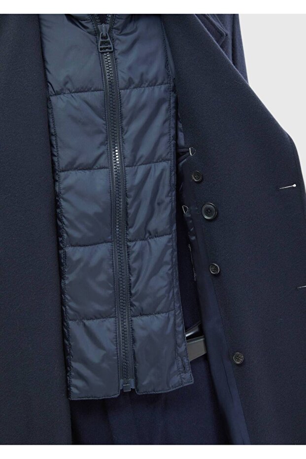 Lacivert Regular Fit Kruvaze Yaka Casual Örme Palto - 6