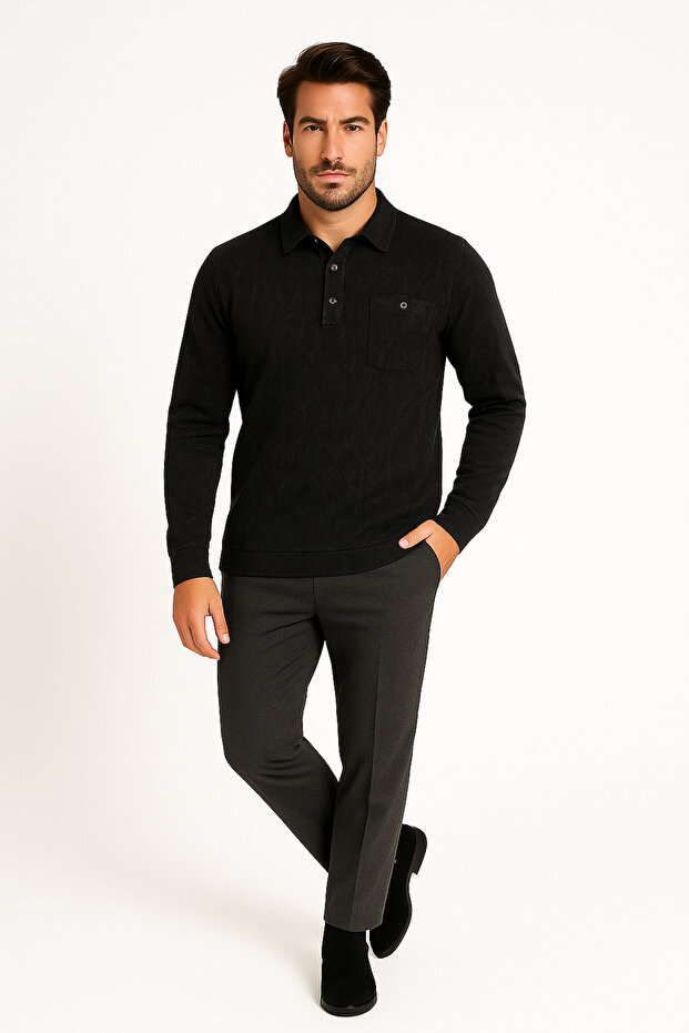 Polo Yaka Sweatshirt - 1