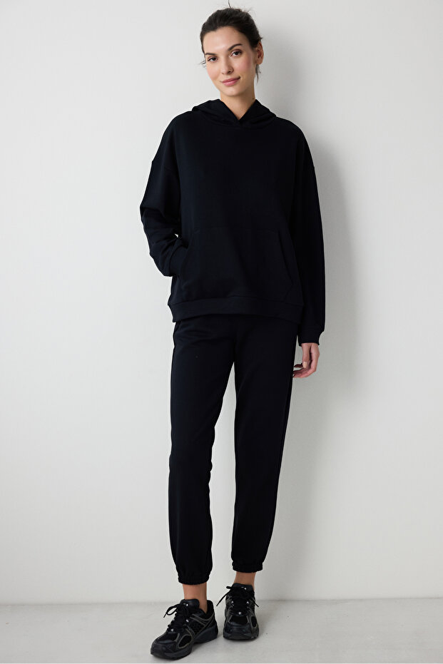 Oversize Active Siyah Hoodie - 3
