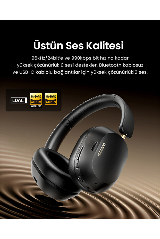 HiTune Max5cHibrit Aktif Gürültü Engelleyici Kablosuz Kulak Üstü Kulaklık, Siyah, 35757 - 6