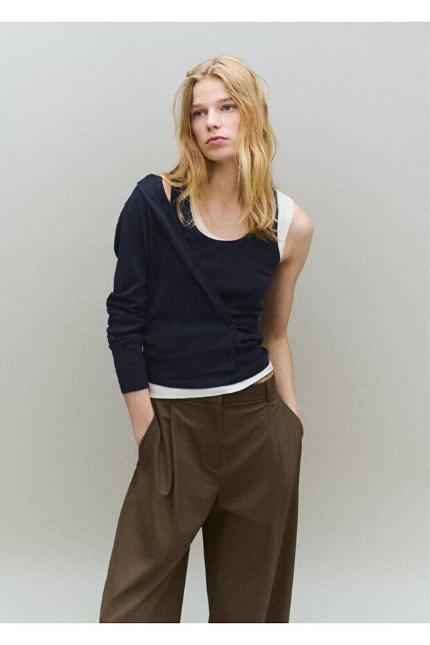 Yün karışımlı triko bluz - 1