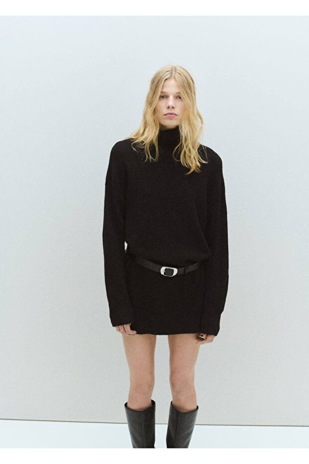 Balıkçı yaka triko elbise - 1