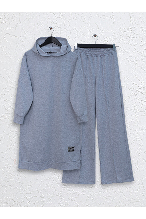 Hooded, slit grassy set - gray - 1