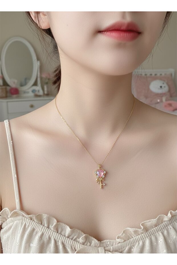 Pinterest çelik kalpli kolye - 1