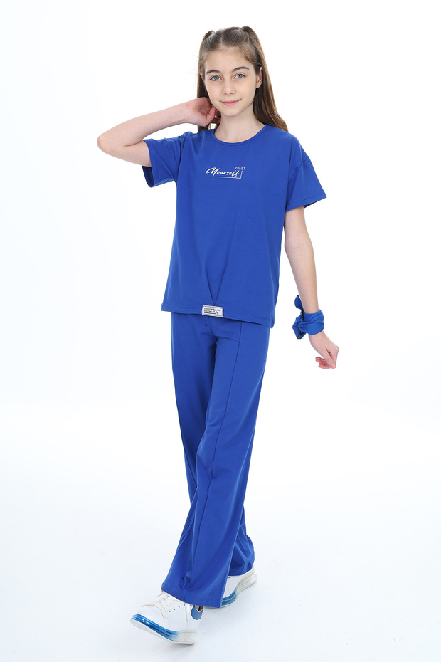 Girl's Summer Emblem Printed Tracksuit Set