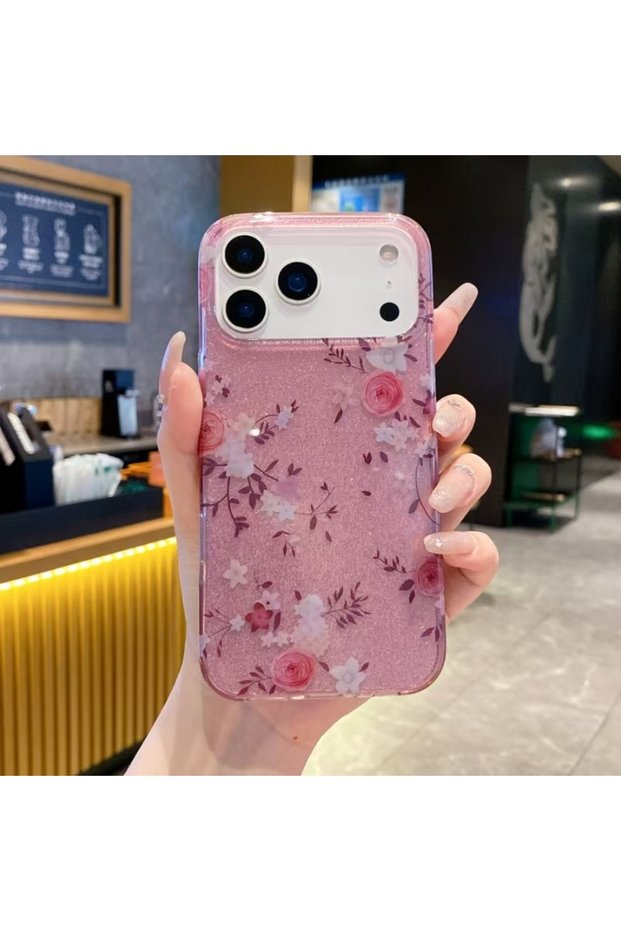 iPhone 11 (6.1 Inch) Compatible Silvery Appearance Flowers Patterned Stylish Case