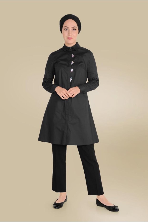 Cotton Cat Figure Embroidered Tunic 40450