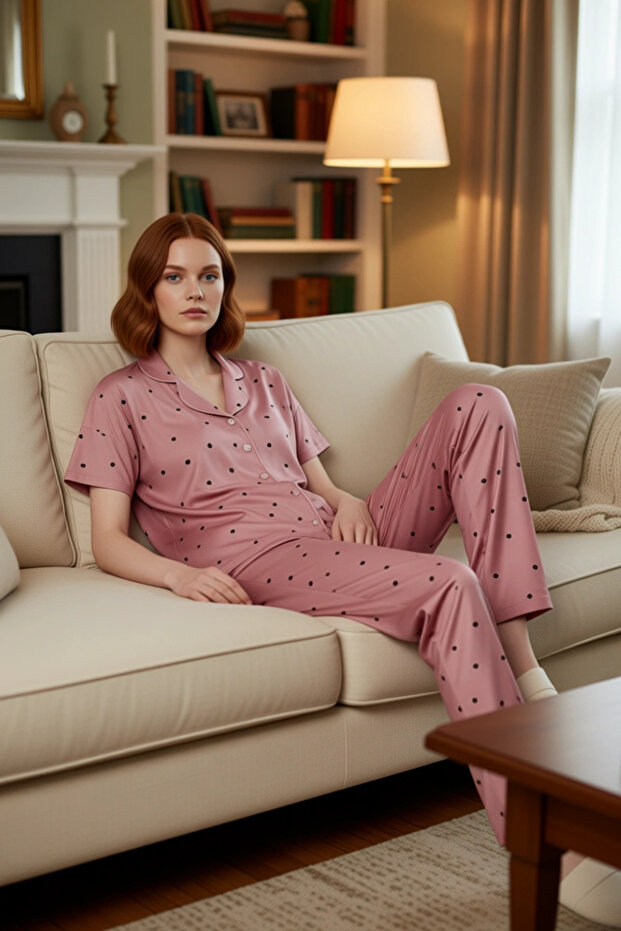 Women's Heart Knitted Pajama Set Comfortable Stylish Short Sleeve Regular Fit Premium Quality Distinguished Material