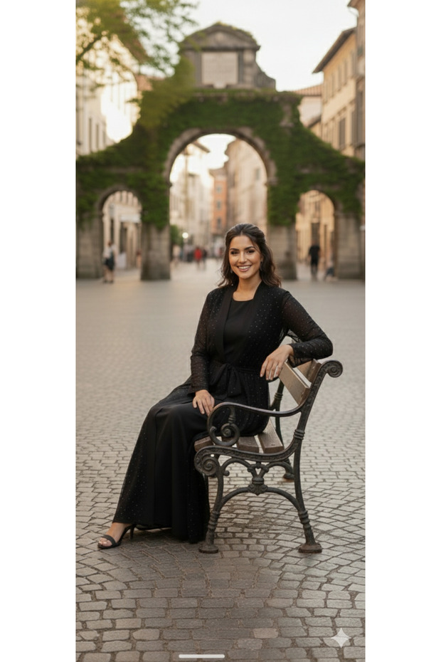 Simli Abaya 2'li takım - 7