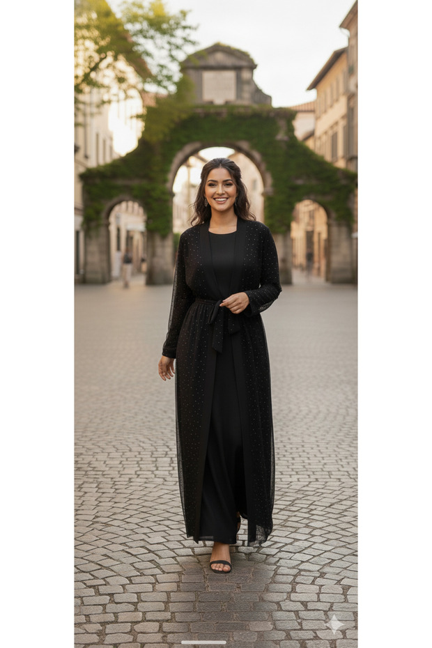 Simli Abaya 2'li takım - 3