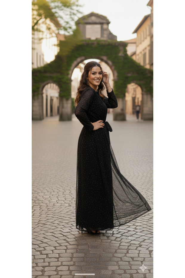 Simli Abaya 2'li takım - 5