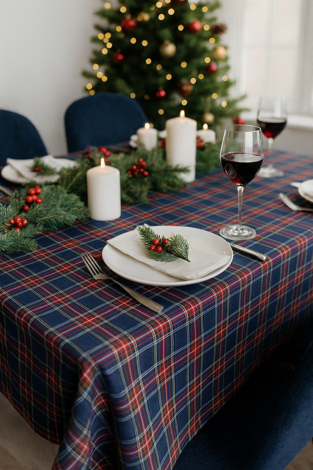 Scottish Pattern Christmas Tablecloth - 1