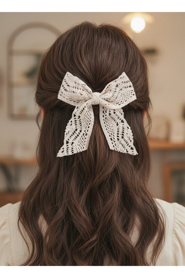 Handmade Romantic Women's Lace Bow Color Automatic Clip Hair Clip, Women's Clip