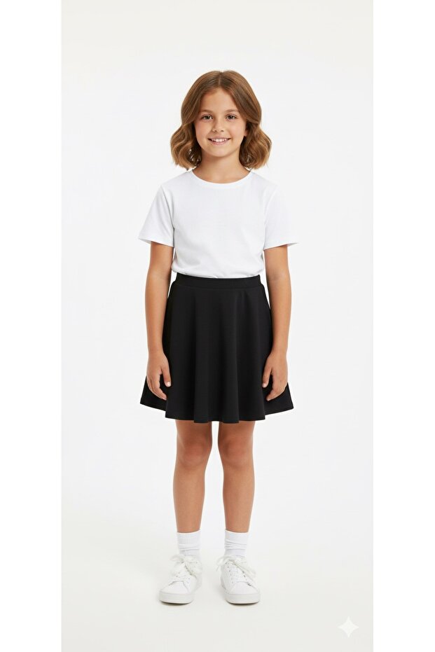 Black Girl's Double Straight Skirt
