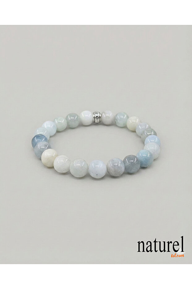 Aquamarine Natural Stone 8mm Unisex Bracelet