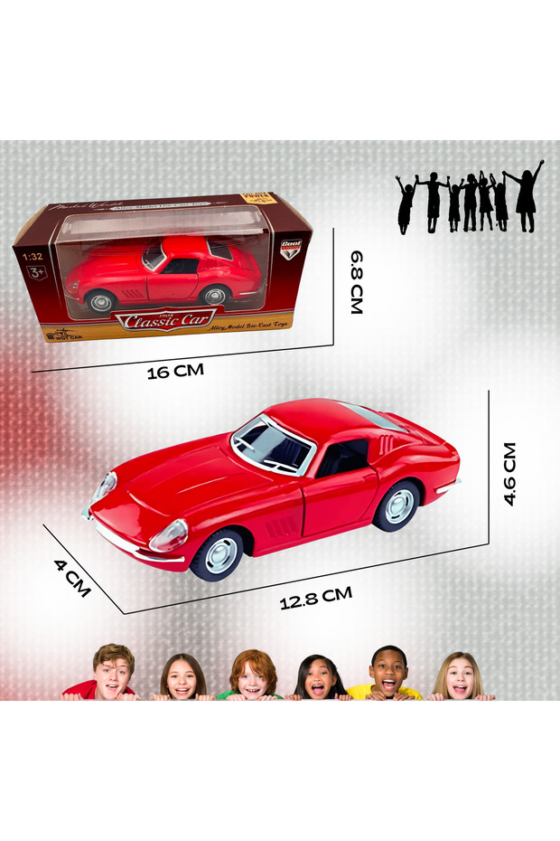 Retro Classic Car 1: 32 Simulation Retro Diecast Model Car Two Door Vintage Car Toy Pull Back