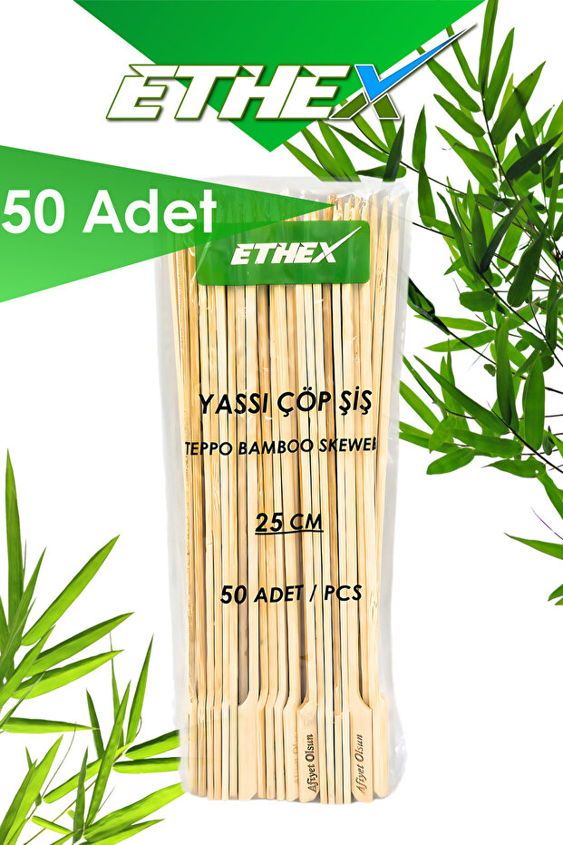 Yassı Çöp Şiş - (25 CM, 50 ADET)